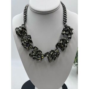 J. Crew Vintage Faceted Gray‎ Rhinestones Chunky Chain Statement Neckace